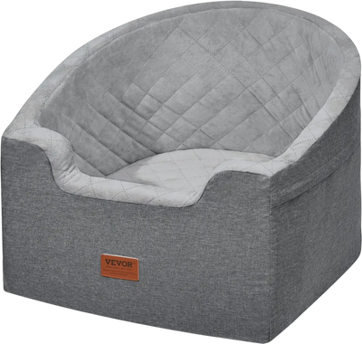 Vevor Dog Car Seat Waterproof Booster Seat for Small & Medium Dogs up to 55 lbs Gray New
