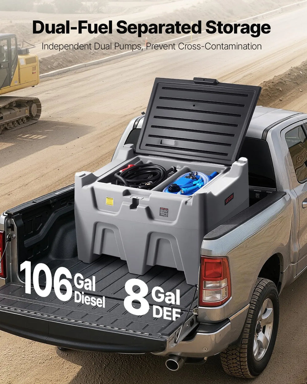 Stackable Fuel Containers Vevor Stackable Vevor Portable Fuel Tank with Pump 10 GPM 106 Gal. Diesel and 8 Gal. D ...