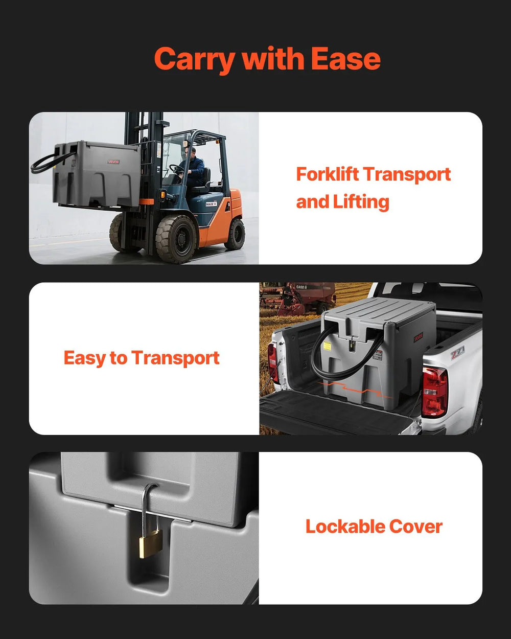 Vevor Portable Diesel Tank 58 Gal. Capacity 10 GPM with 12V Electric Transfer Pump New