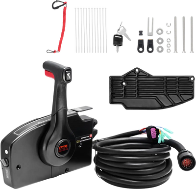 Vevor Boat Throttle Control w/ Power Trim Switch Side-Mounted Outboard for Mercury PT 4-Stroke New