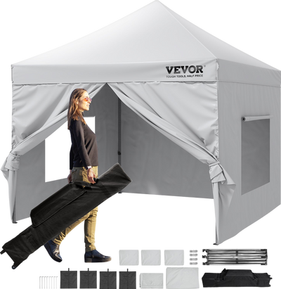 Vevor Pop Up Canopy Tent 10' x 10' with Removable Sidewalls UV Resistant Waterproof New