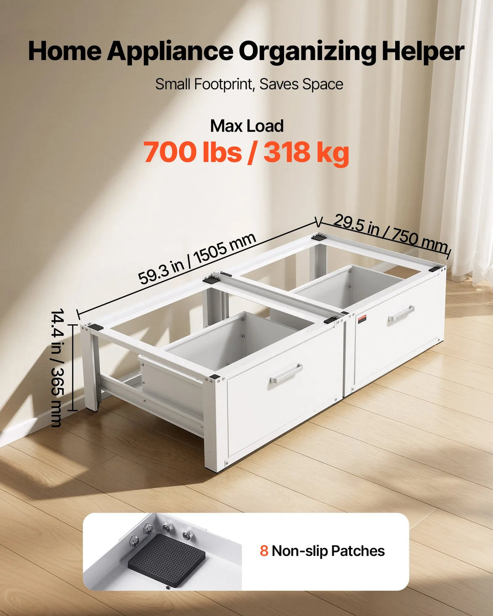 Vevor Laundry Pedestal Set 14" Height Washer and Dryer Stand with Storage Drawer New
