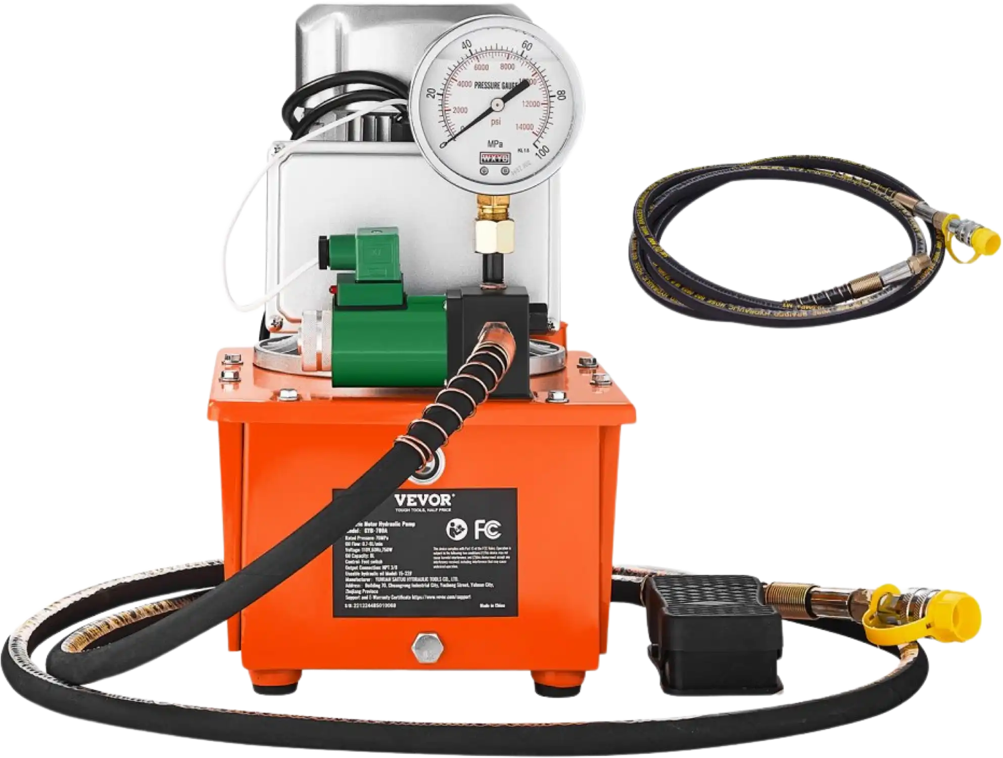 Vevor Hydraulic Pump 10000 PSI 750W 110V Single Acting Solenoid Valve Electric New