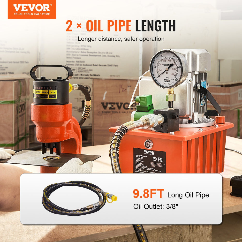 vevor handpumpe VEVOR Electric Hydraulic Pump 10000 Psi 750W 110V 8l Capacity Single Acting Solenoid Valve Power Pack With Pedal Switch For Punching Bending