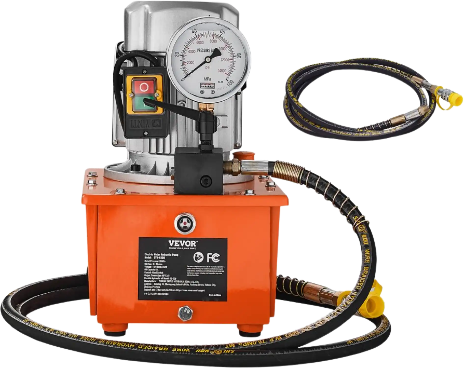 Vevor Hydraulic Pump 10000 PSI 750W 110V Single Acting Manual Valve Electric New