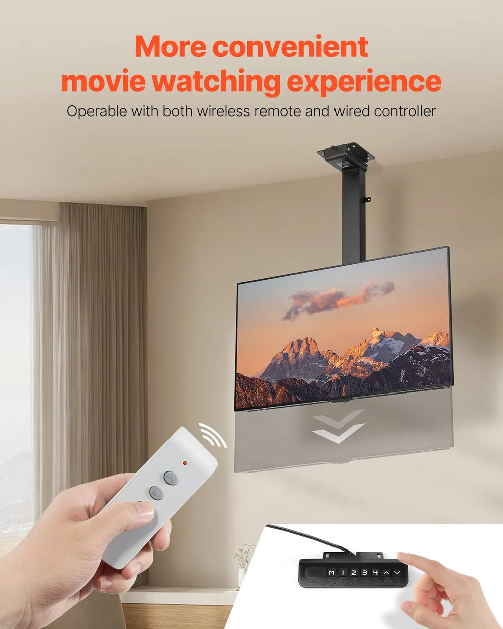 Vevor Motorized Ceiling TV Mount with Remote Control for 32-55" TVs New