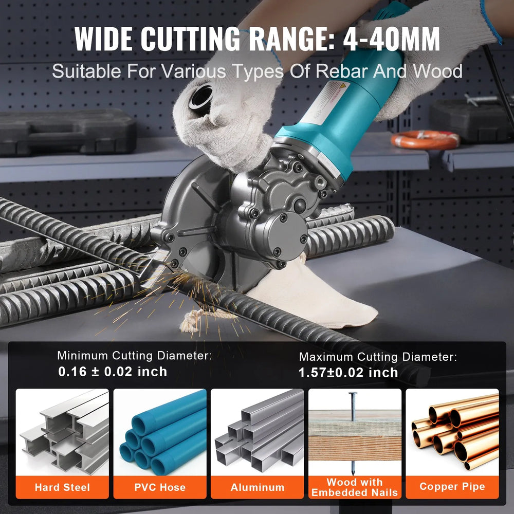 Vevor Electric Rebar Cutter with 4-40mm Cutting Range 1100W New