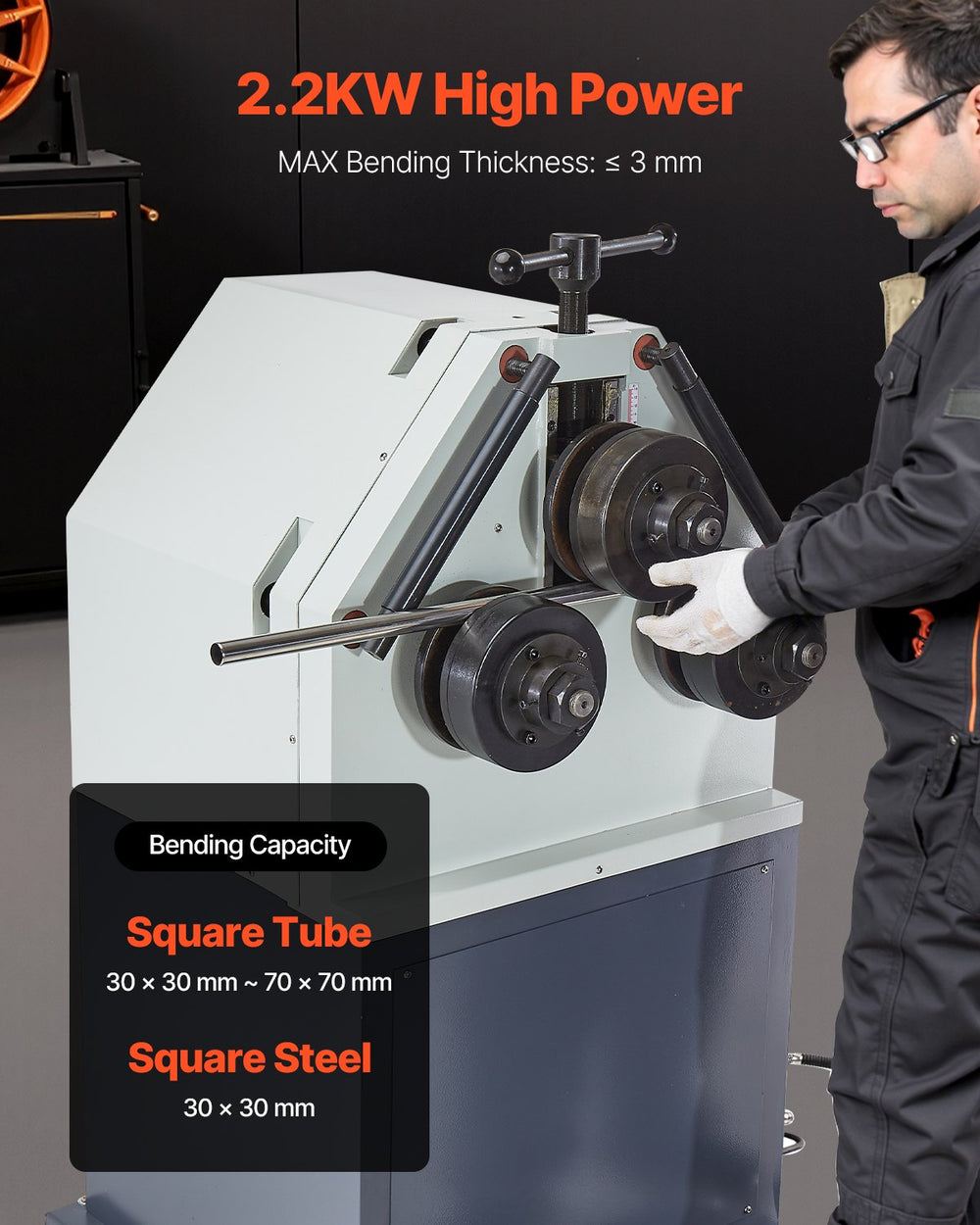 Vevor Pipe Tube Bending Machine 3-Roller Electric 2.2kW New