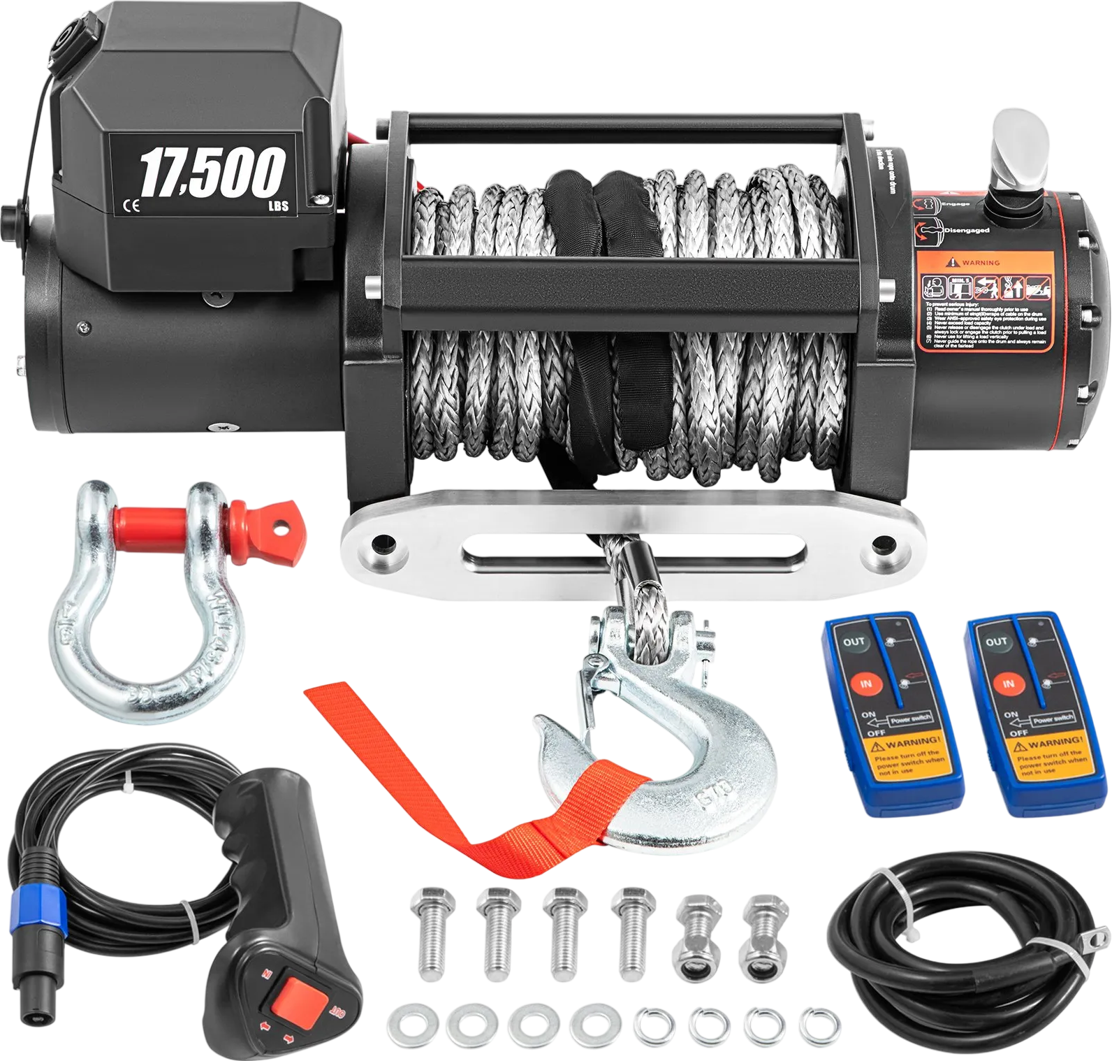 Vevor Electric Winch 17,500 Lbs Synthetic Rope .4