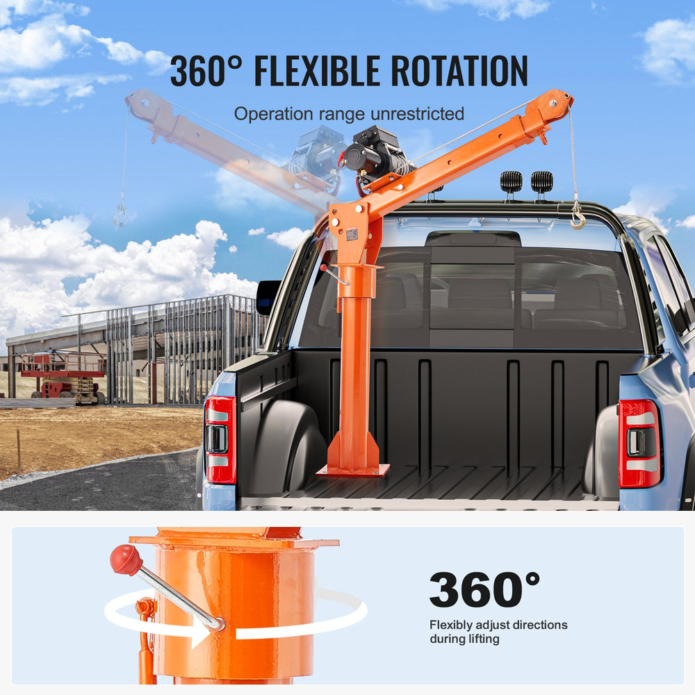Vevor Crane Hoist for Pickup Truck 360° Rotation 2200 Lbs Load Capacity Wireless Control New