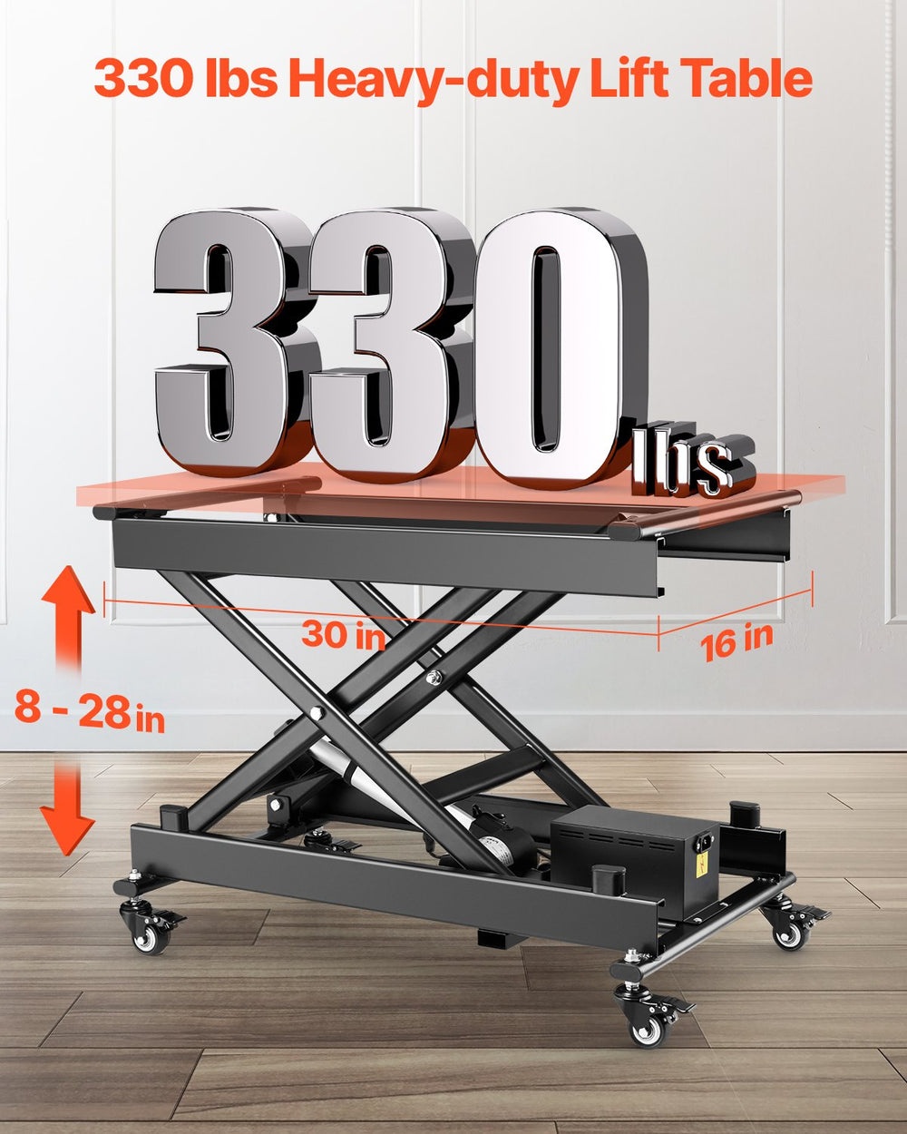 Vevor Electric Lift Table 28" Single Scissor Lifting Platform 330lbs Capacity New