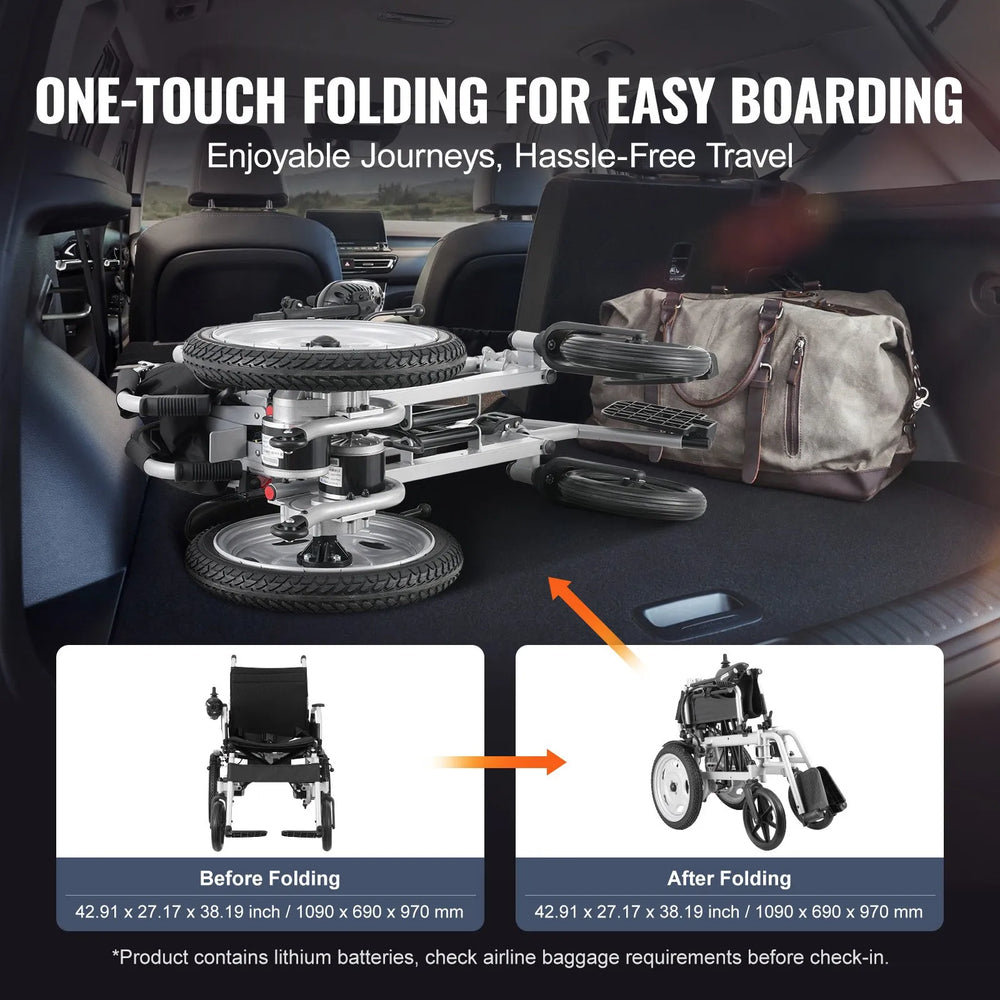 Vevor Electric Wheelchair All-Terrain Foldable 3.7 MPH 12.5 Mile Range 24V New