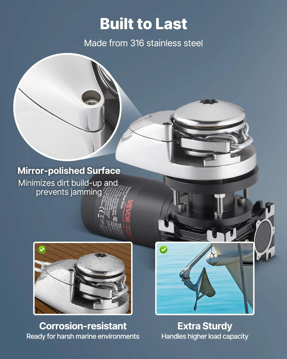 Vevor Windlass Anchor System for 1/4" Chain 700 lbs. Max Pull 12V DC New