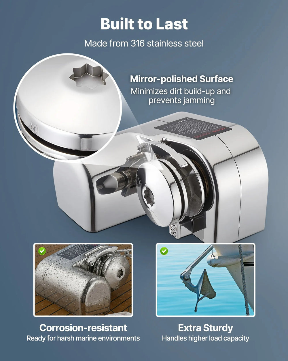 Vevor Horizontal Windlass Anchor System for 1/4" Chain 573 lbs. Max Pull 12V DC New