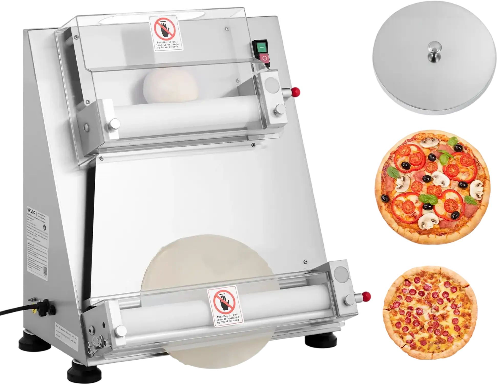 Vevor Pizza Dough Roller Sheeter 3-16 Inch Semi-Automatic Adjustable Thickness 390W New