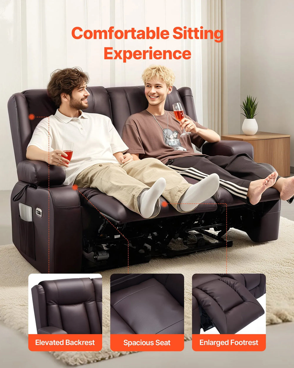 Vevor Loveseat Recliner Sofa with Heating and Massage Power Reclining New