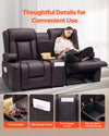 Vevor Loveseat Recliner Sofa with Center Console Faux Leather New
