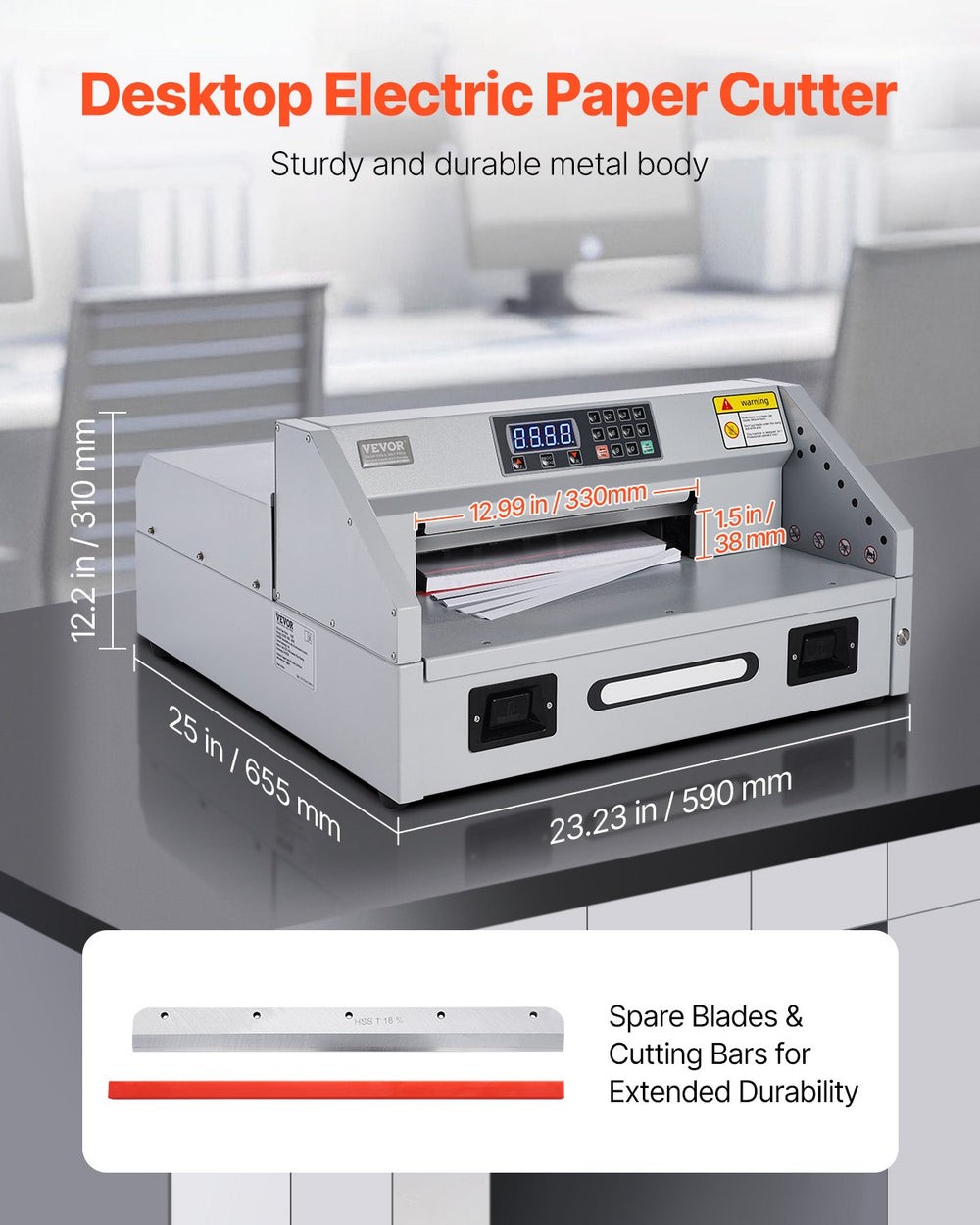 Vevor Electric Paper Cutter 12.9" Cutting Width 1.5" Thickness 300W New