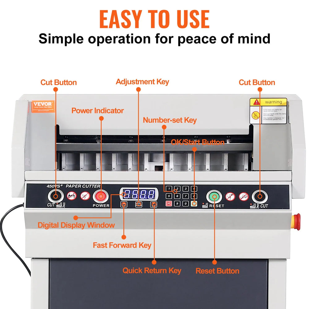 Vevor Electric Hydraulic Paper Cutter 18" Cutting Width 1.57" Thickness with Button Control New