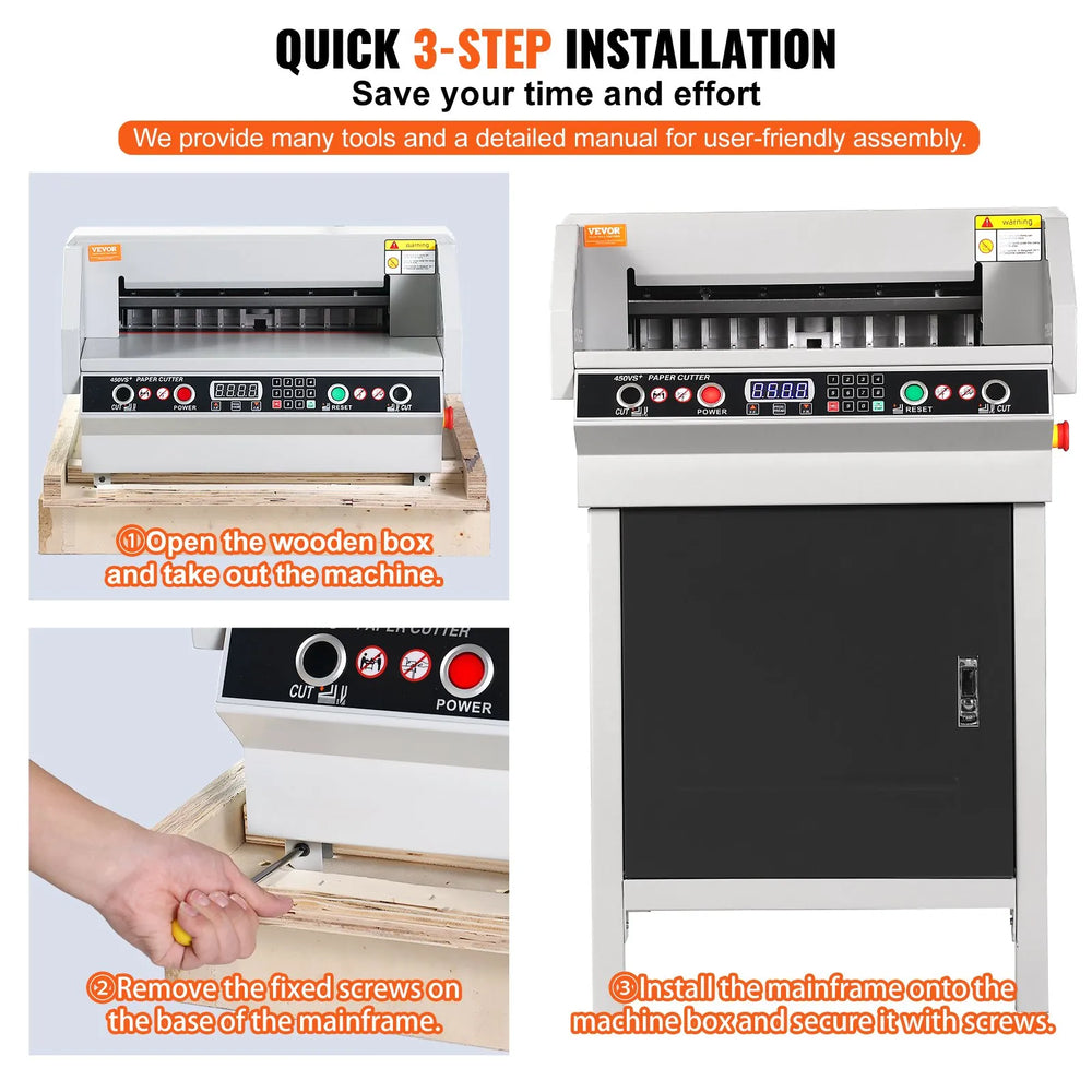 Vevor Electric Hydraulic Paper Cutter 18" Cutting Width 1.57" Thickness with Button Control New