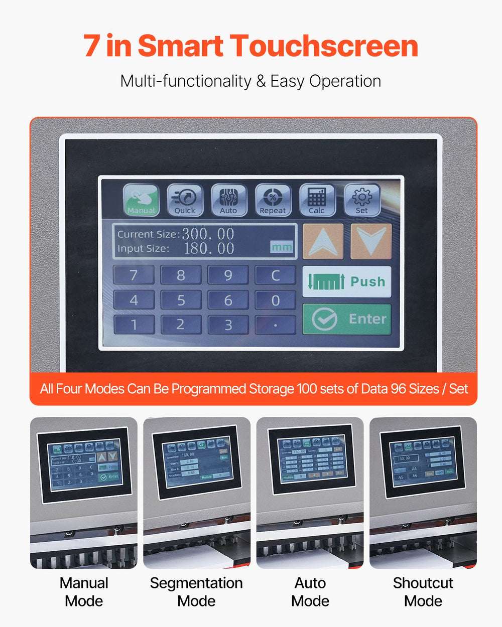 Vevor Electric Paper Cutter 20.3" Cutting Width Touchscreen Control 1100W New