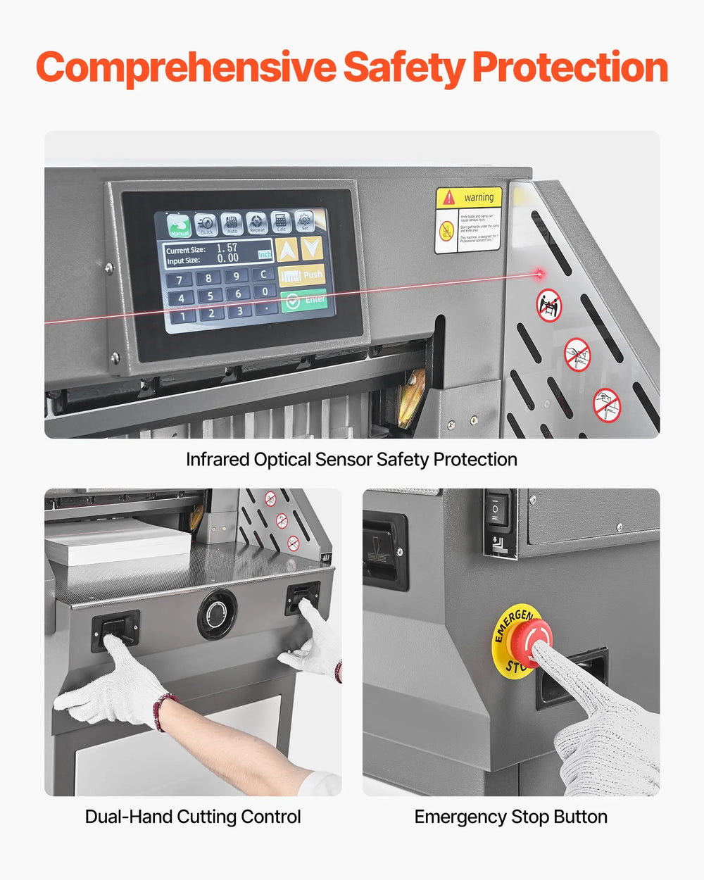 Vevor Electric Paper Cutter Programmable 17.9" Cutting Width 2.2" Thickness 220V New