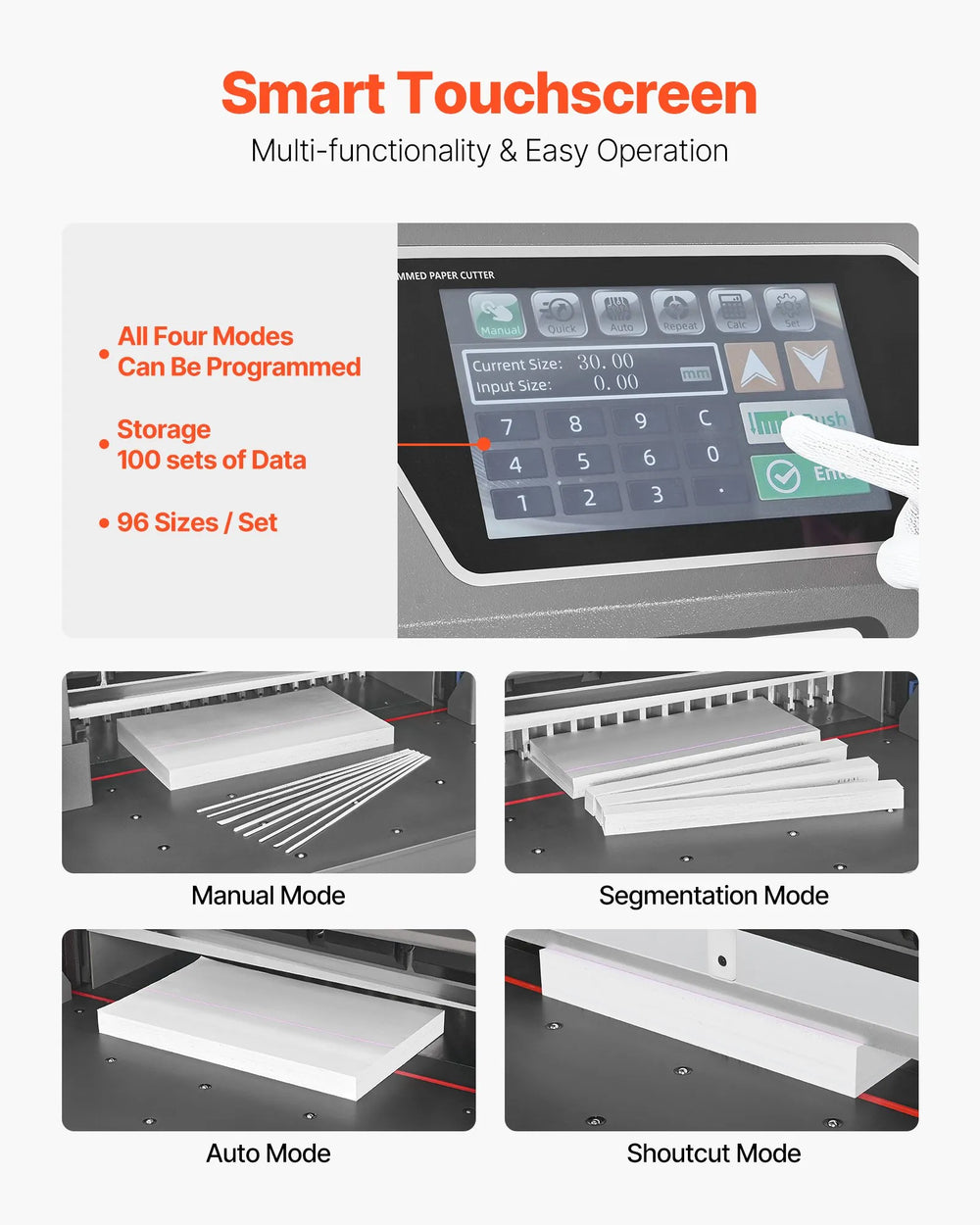 Vevor Electric Paper Cutter Programmable 26" Cutting Width 3.94" Thickness 2800W 220V New