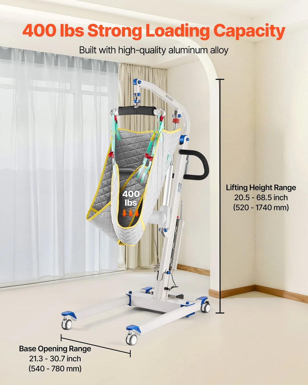 Vevor Electric Patient Lift Folding Transfer Assist with U-Shaped Sling 400 Lbs New