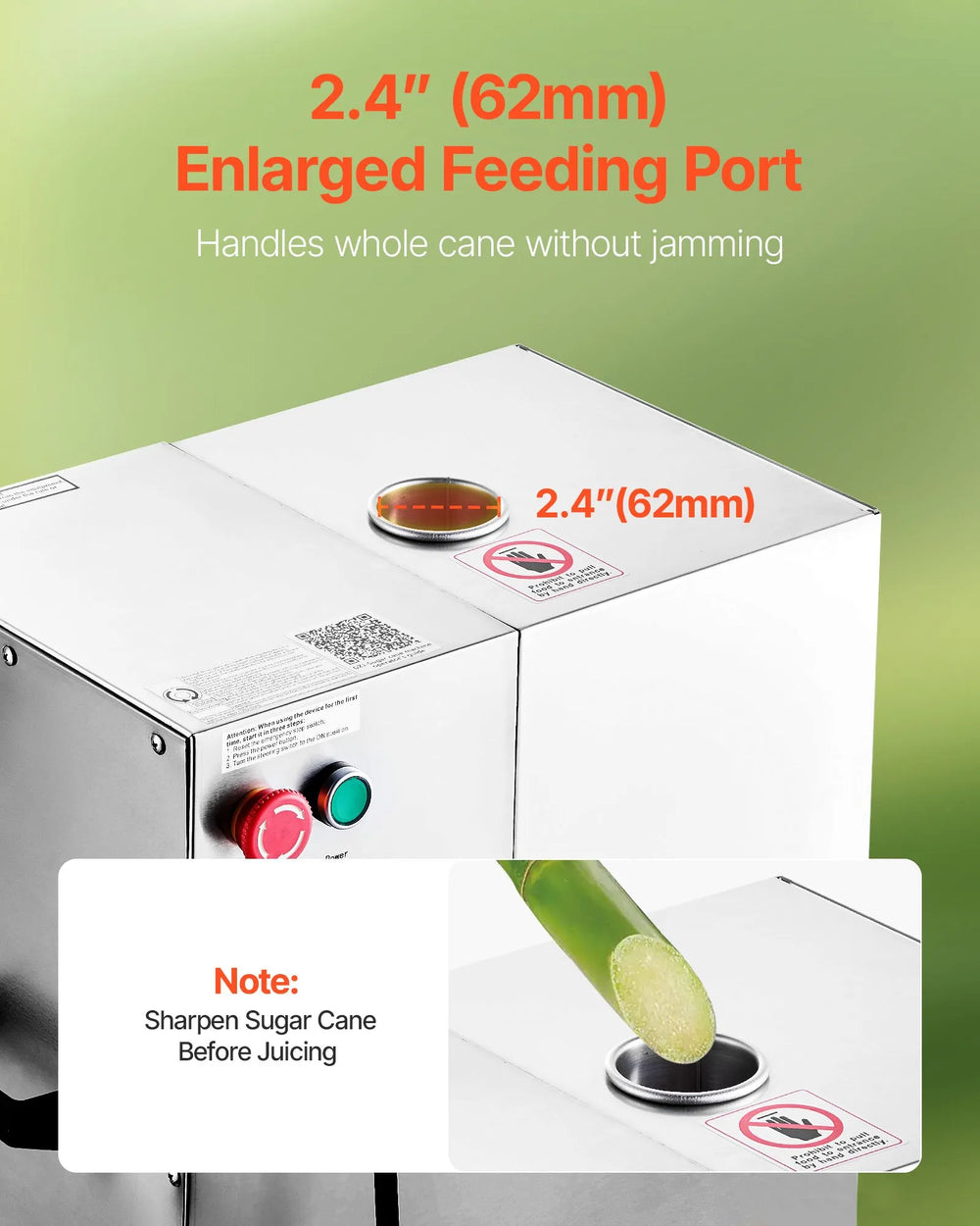 Vevor Commercial Sugarcane Juicer 661 Lbs/Hr Output Stainless Steel 800W New