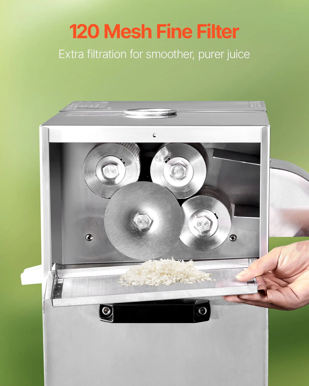 Vevor Commercial Sugarcane Juicer 661 Lbs/Hr Output Stainless Steel 800W New