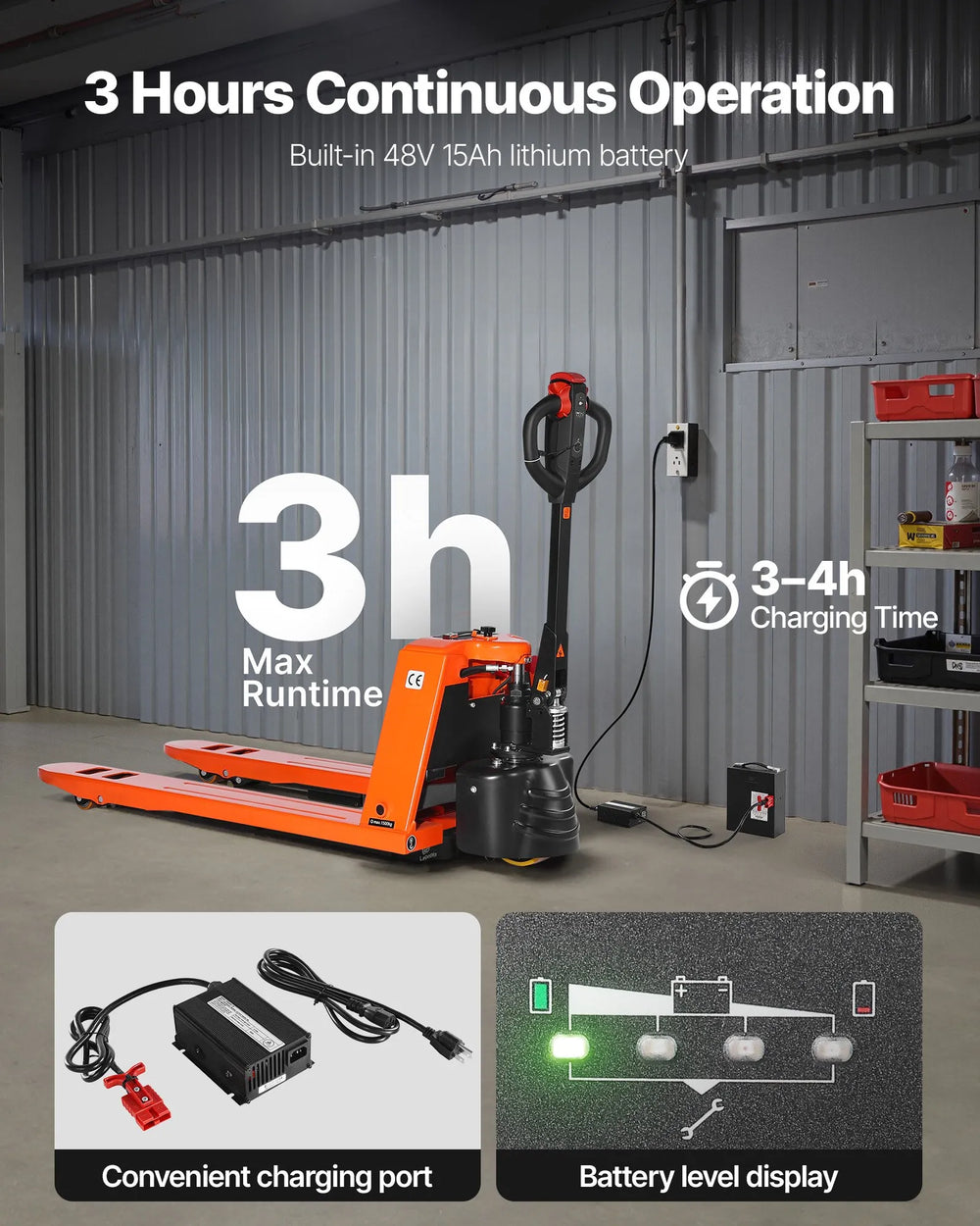 Vevor Electric Pallet Jack 3300 lbs. 48V Lithium Battery 48" x 27" Forks New