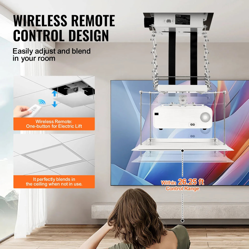 Vevor Motorized Projector Lift 59" Adjustable Height Ceiling Mount with Remote Control New