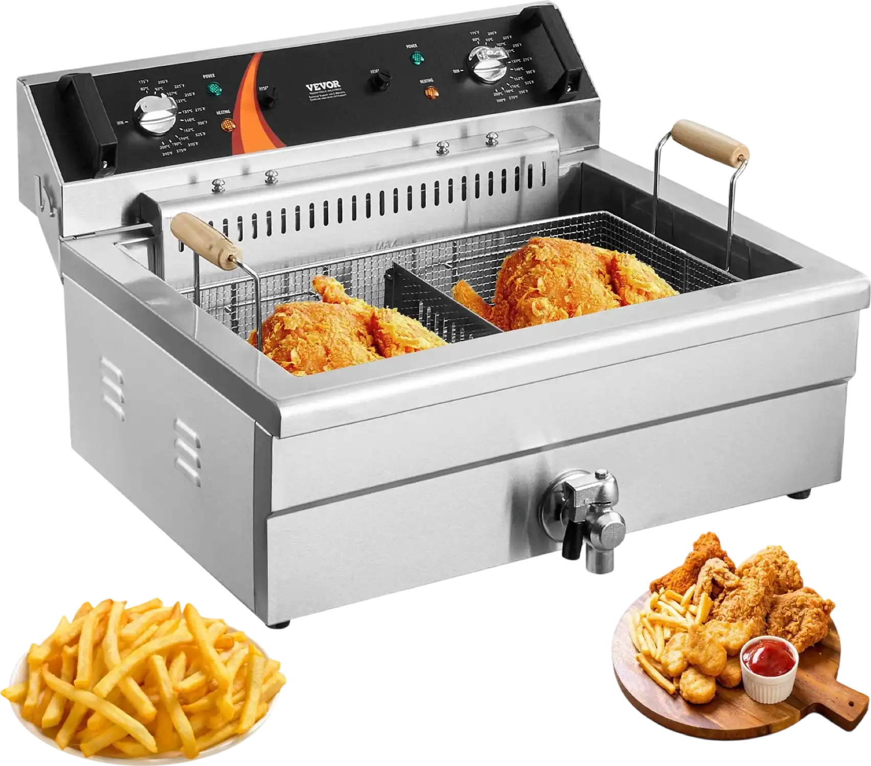 Vevor Countertop Deep Fryer Electric Double Basket 21 Qt. 3000W New