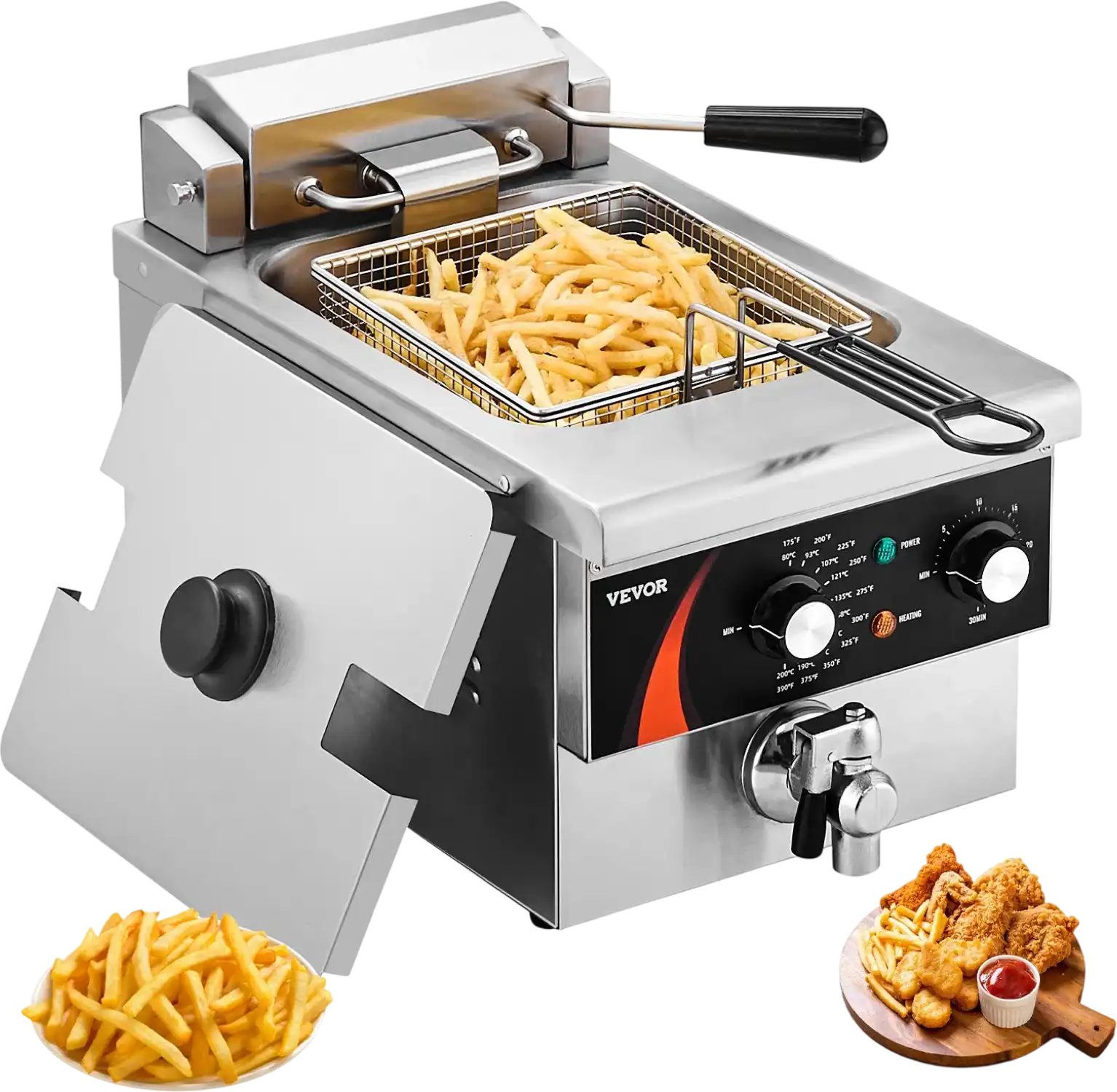 Vevor Countertop Deep Fryer Electric with Integrated Tank 6 Qt. 1750W New
