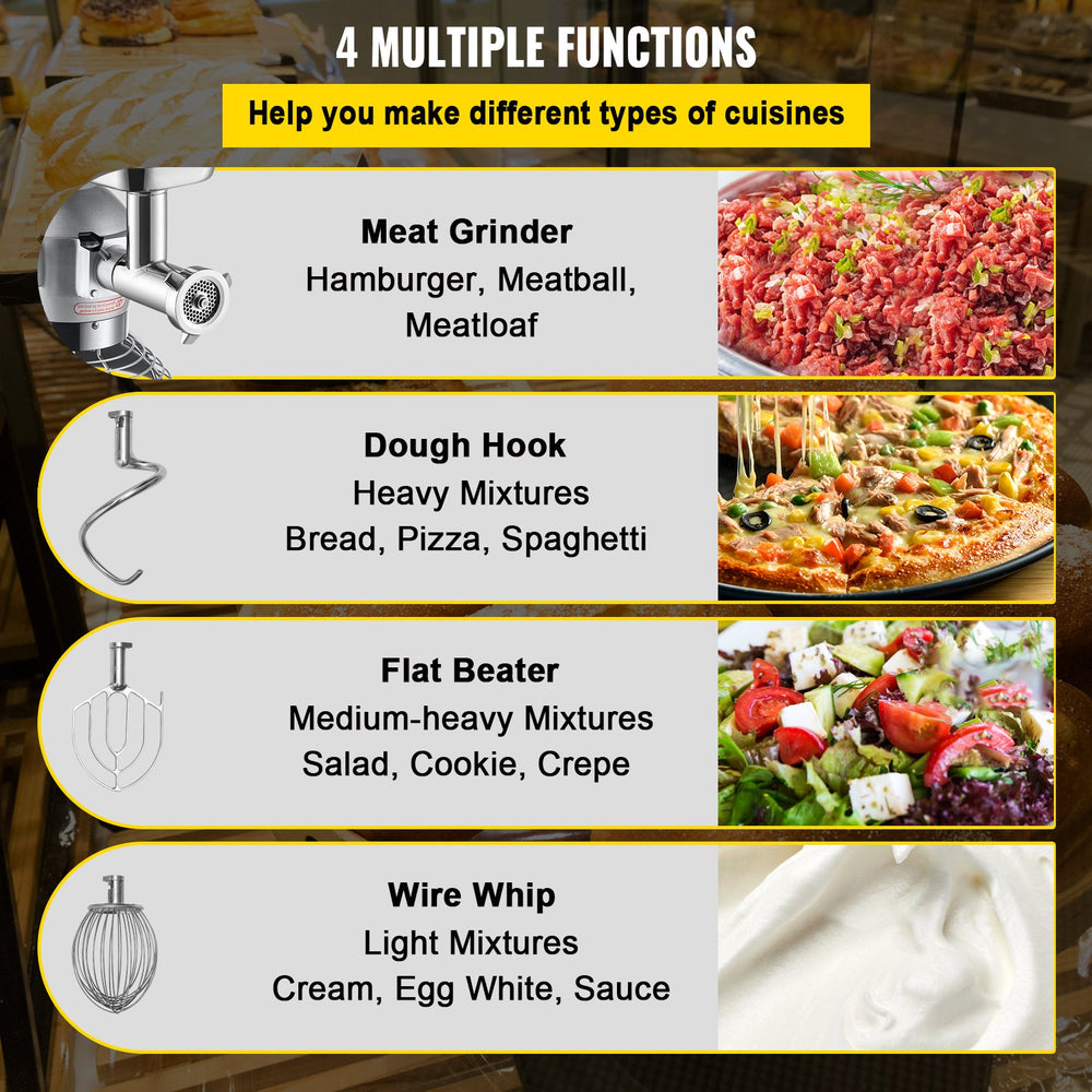 Vevor Commercial Stand Mixer 20 Quart 3-Speed Adjustable with Meat Grinder New