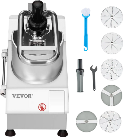 Vevor Food Processor Stainless Steel 750W with 6 Interchangeable Blades New