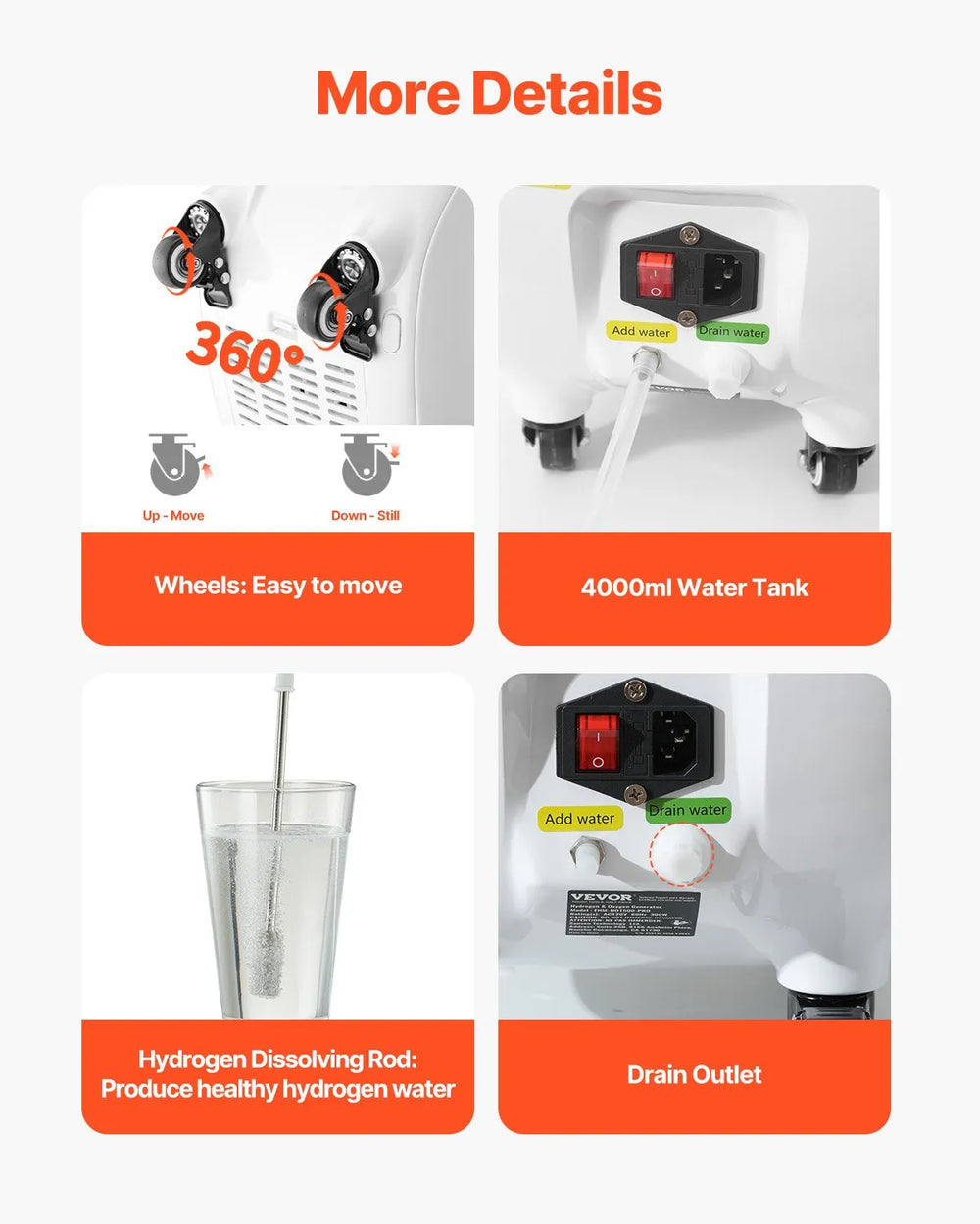 Vevor Hydrogen Inhalation Machine 99.99% High Purity 1500ml/min New