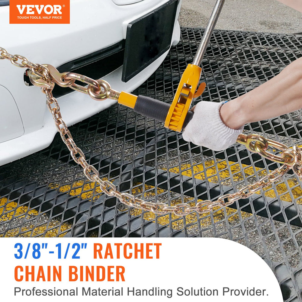 Vevor Ratchet Chain Binder 3/8"-1/2" with G80 Chains 12,000 Lbs Load Limit 2-Pack New