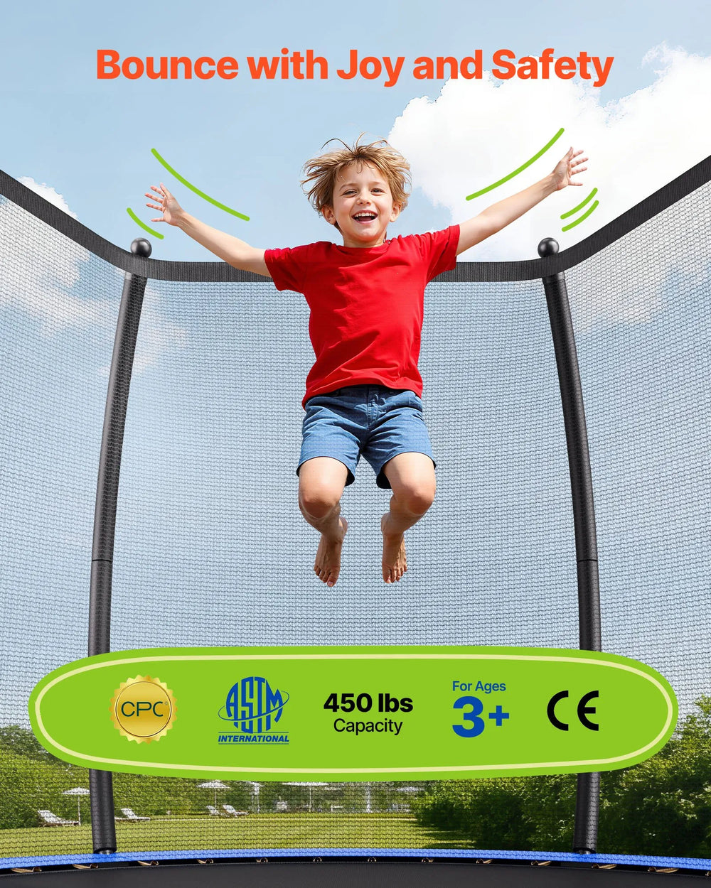Vevor Trampoline 14 ft. with Enclosure Net Curved Rods 450 lb. Capacity New