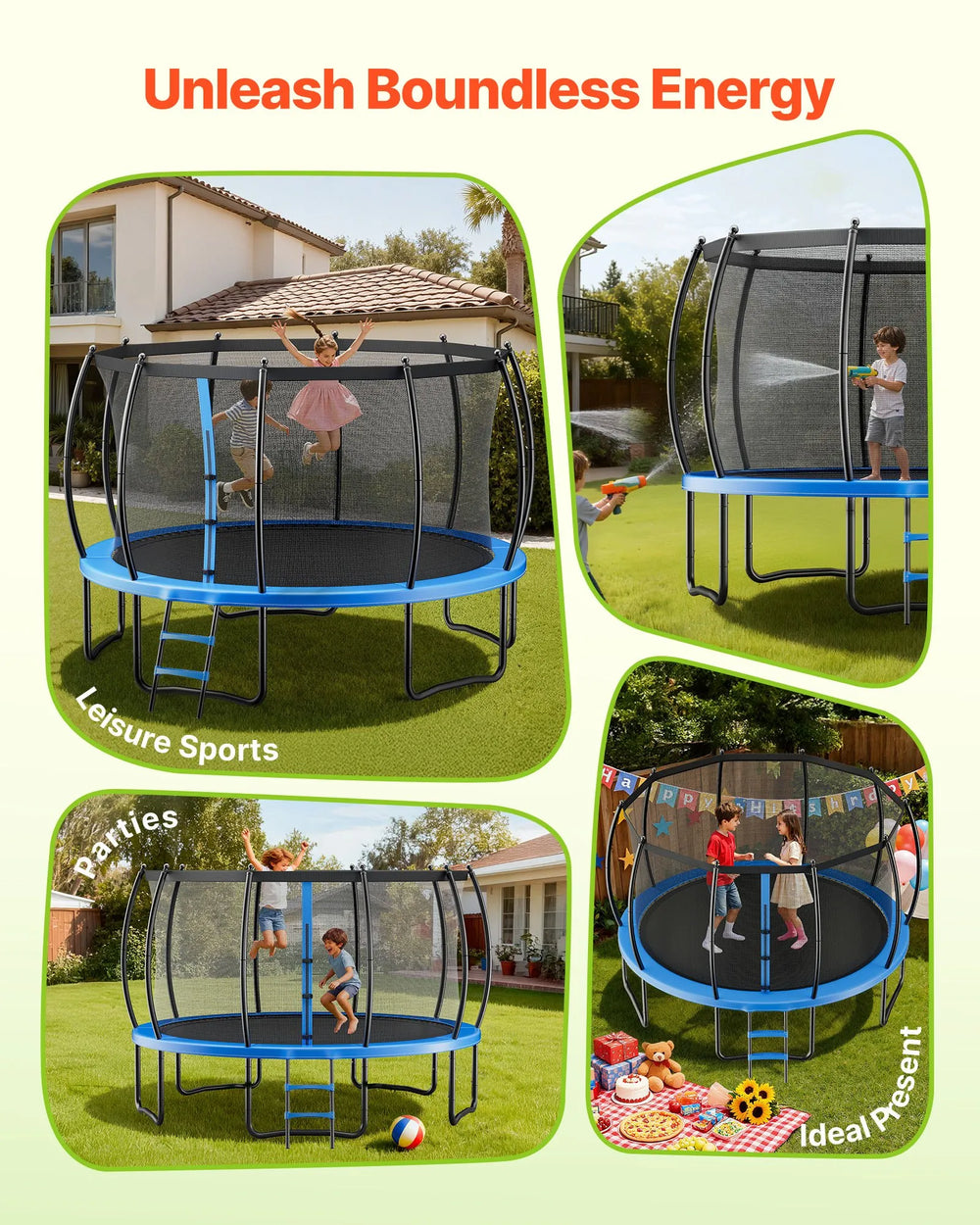 Vevor Outdoor Trampoline 16 Ft with Enclosure Net and Thickened Pad New