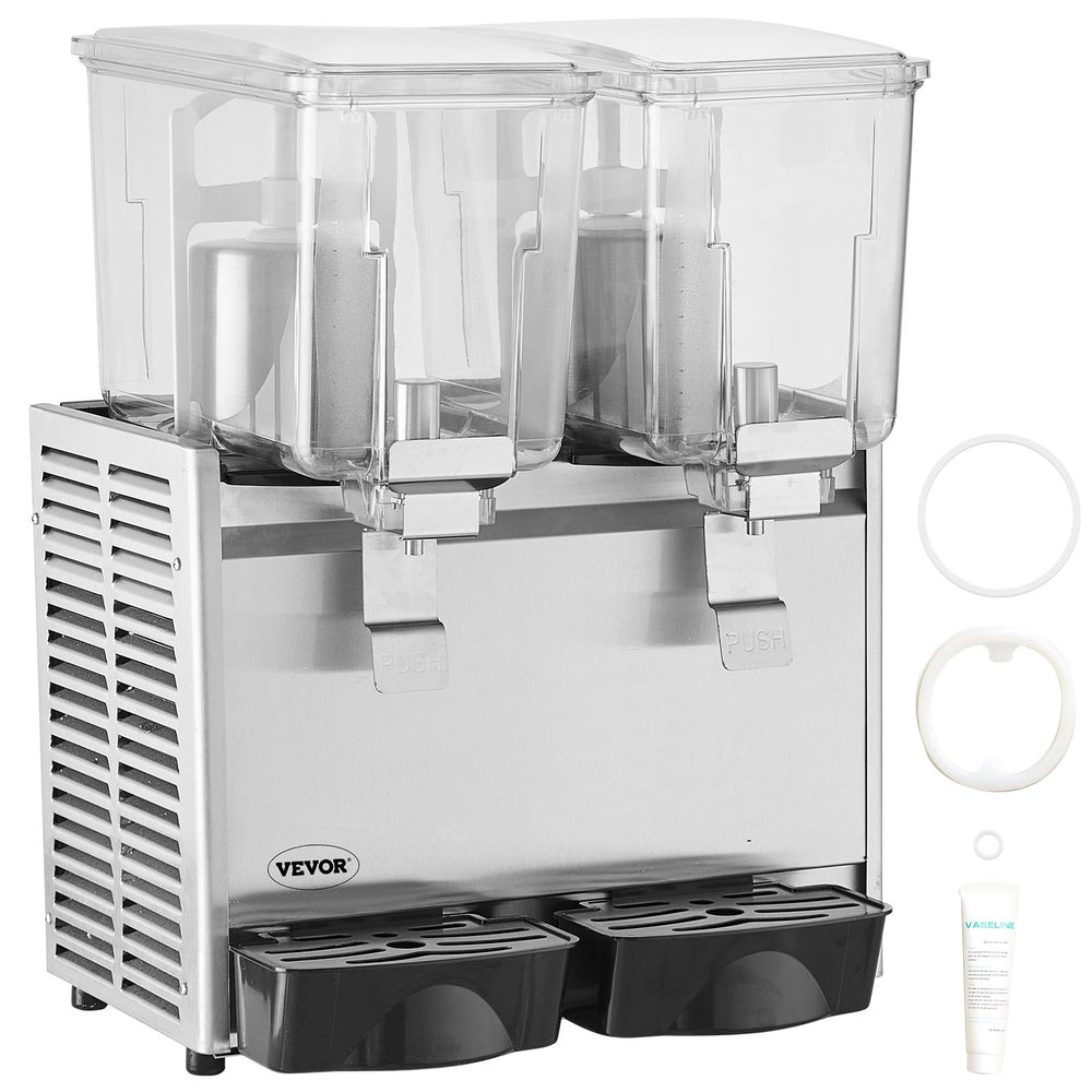 Vevor Commercial Cold Beverage Dispenser 3.17 Gal 2 Tanks 280W Stainless Steel New