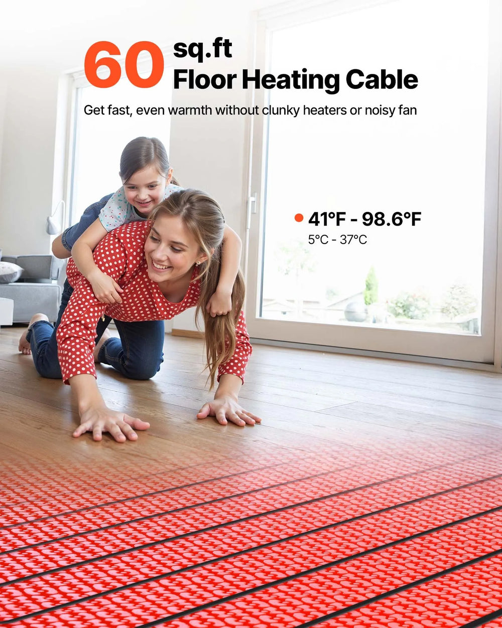 Vevor Floor Heating Mat System 60 Sq. Ft. with Smart Control Thermostat 720W 120V New