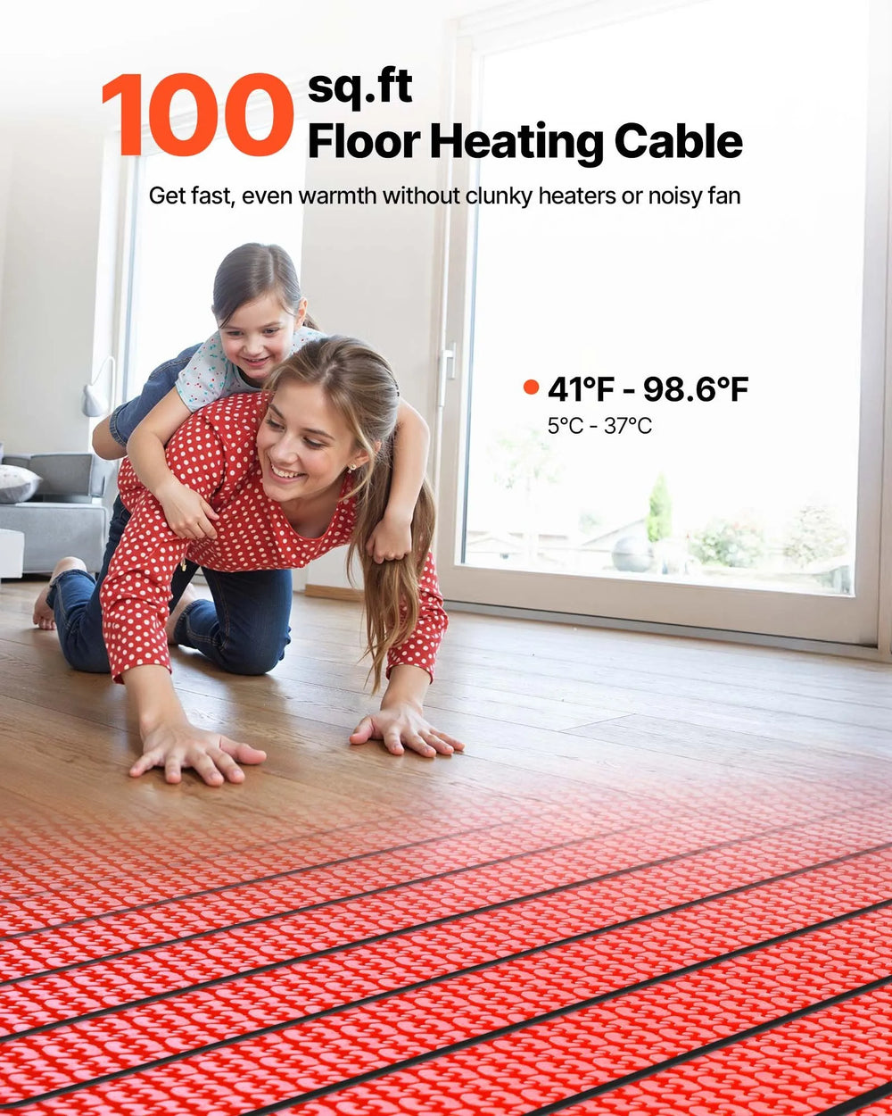 Vevor Floor Heating Mat System 100 sq. ft. with Smart Control Thermostat 120V New