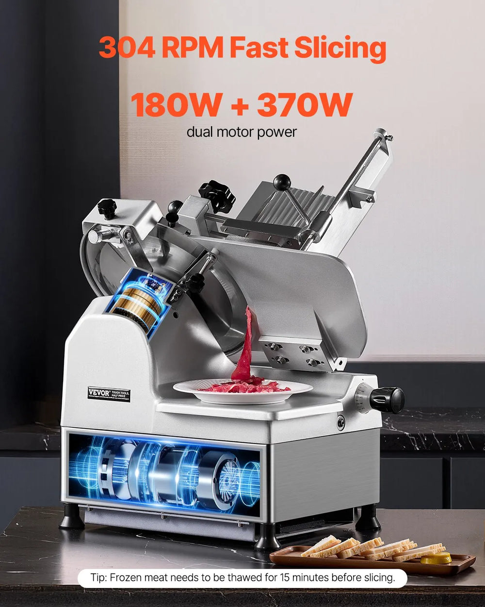 Vevor Deli Food Slicer 12" Steel Blade 550W with Built-in Sharpener New