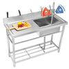 Vevor Stainless Steel Utility Sink Free Standing Single Bowl with Workbench 47" x 20" x 37" New