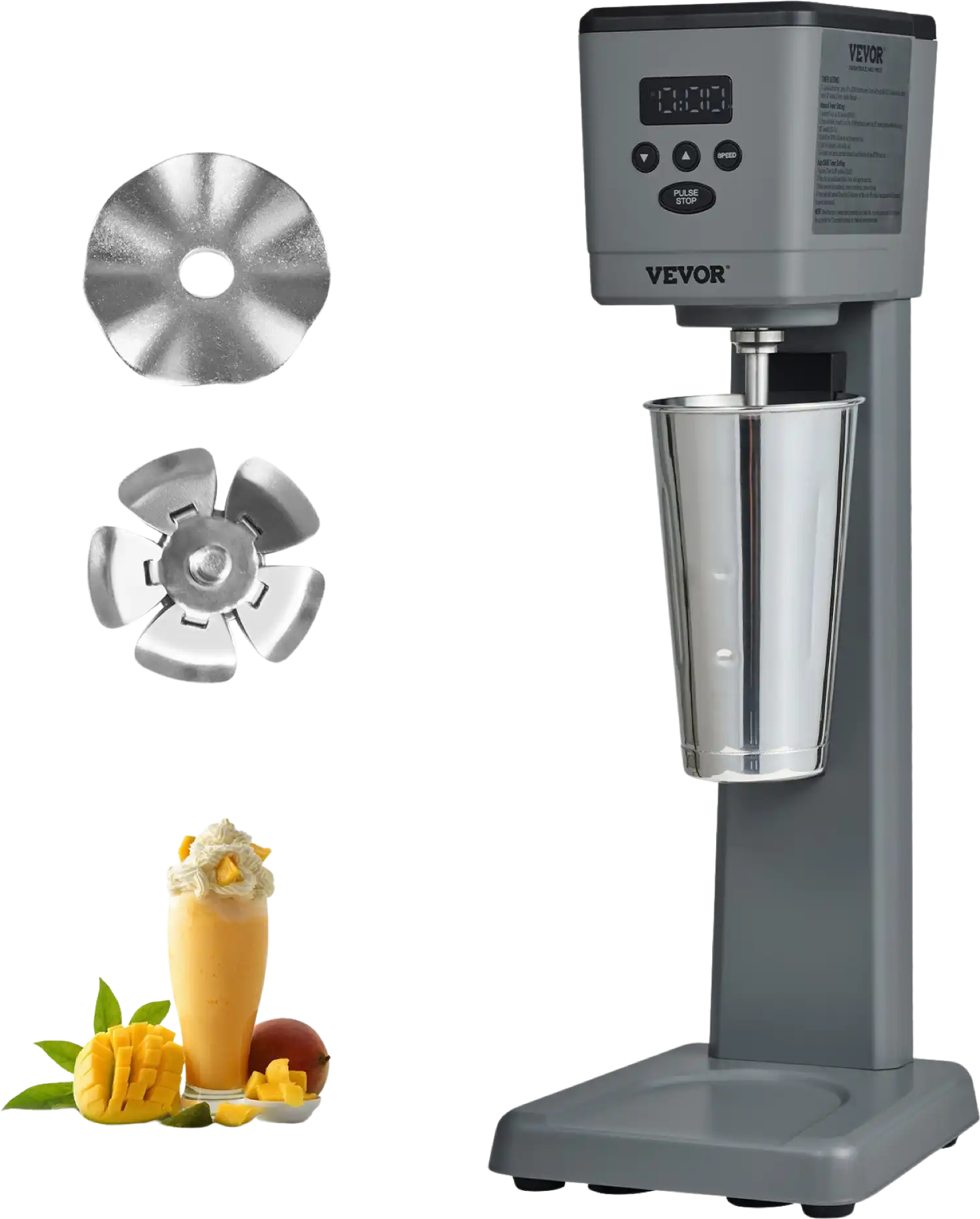 Vevor Milkshake Maker Electric Single Head Drink Blender 3-Speed 375W New