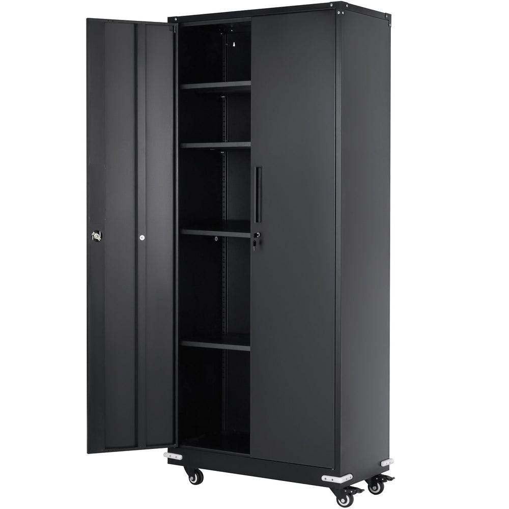 Vevor Metal Storage Cabinet 75" Locking with Wheels & 4 Adjustable Shelves New