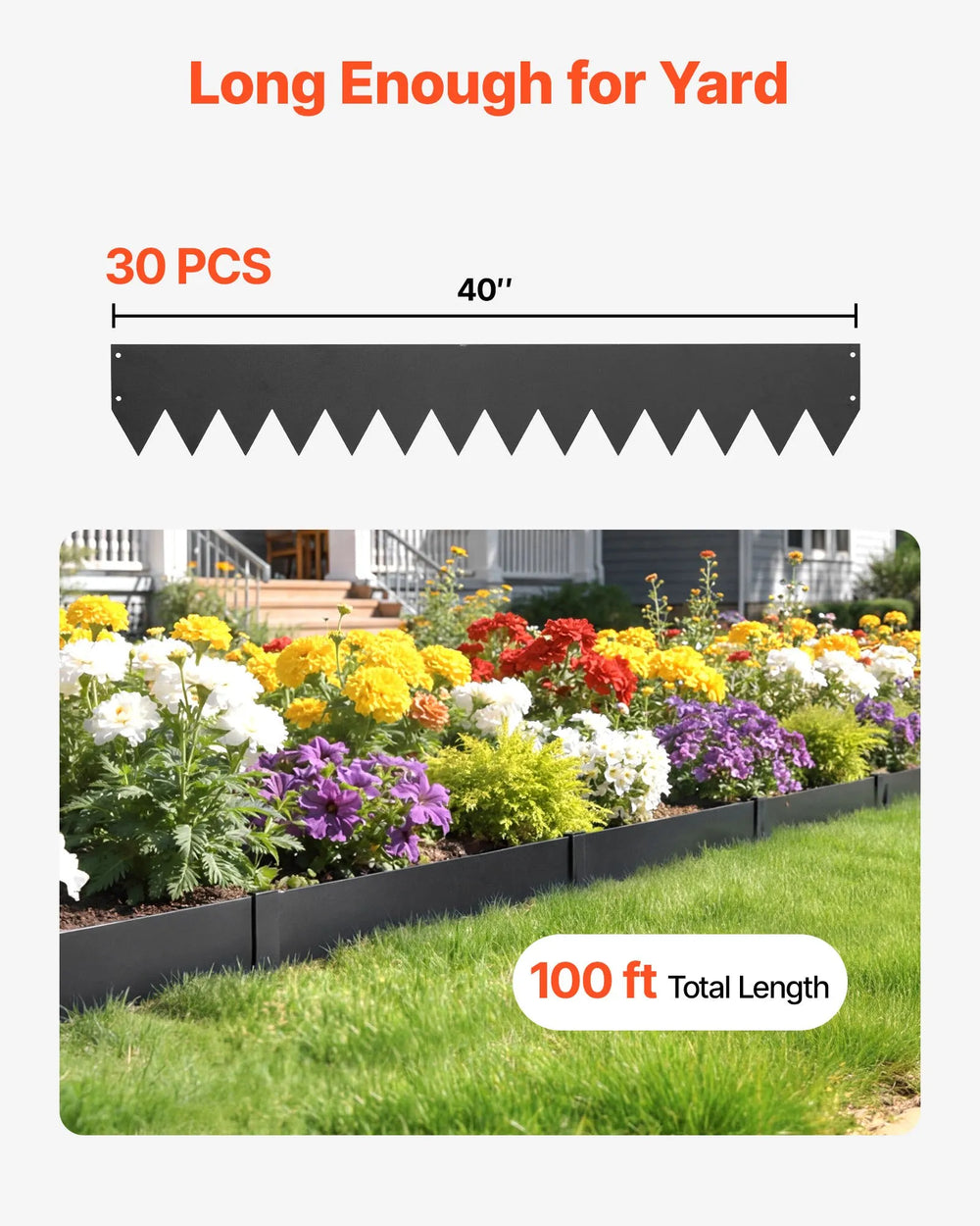 Vevor Landscape Edging Galvanized Steel 40 x 6 in. 30-Pack with Mounting Clips New