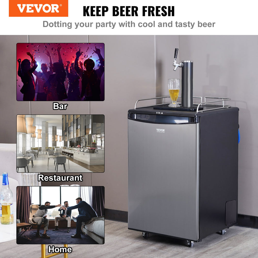 Vevor Kegerator Single Tap Draft Beer Dispenser Full Size Keg Fridge Adjustable Temperature New