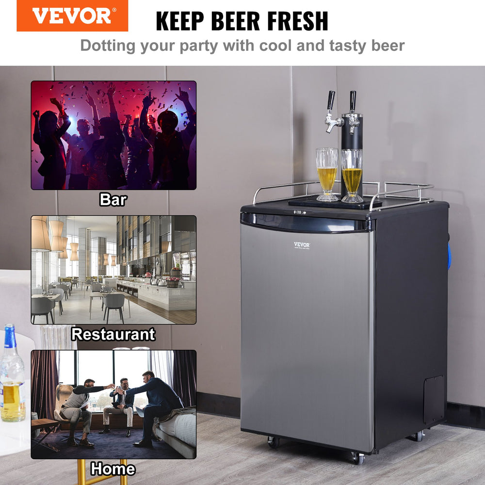 Vevor Beer Kegerator Full Size Dual Tap Dispenser with Temperature Control New